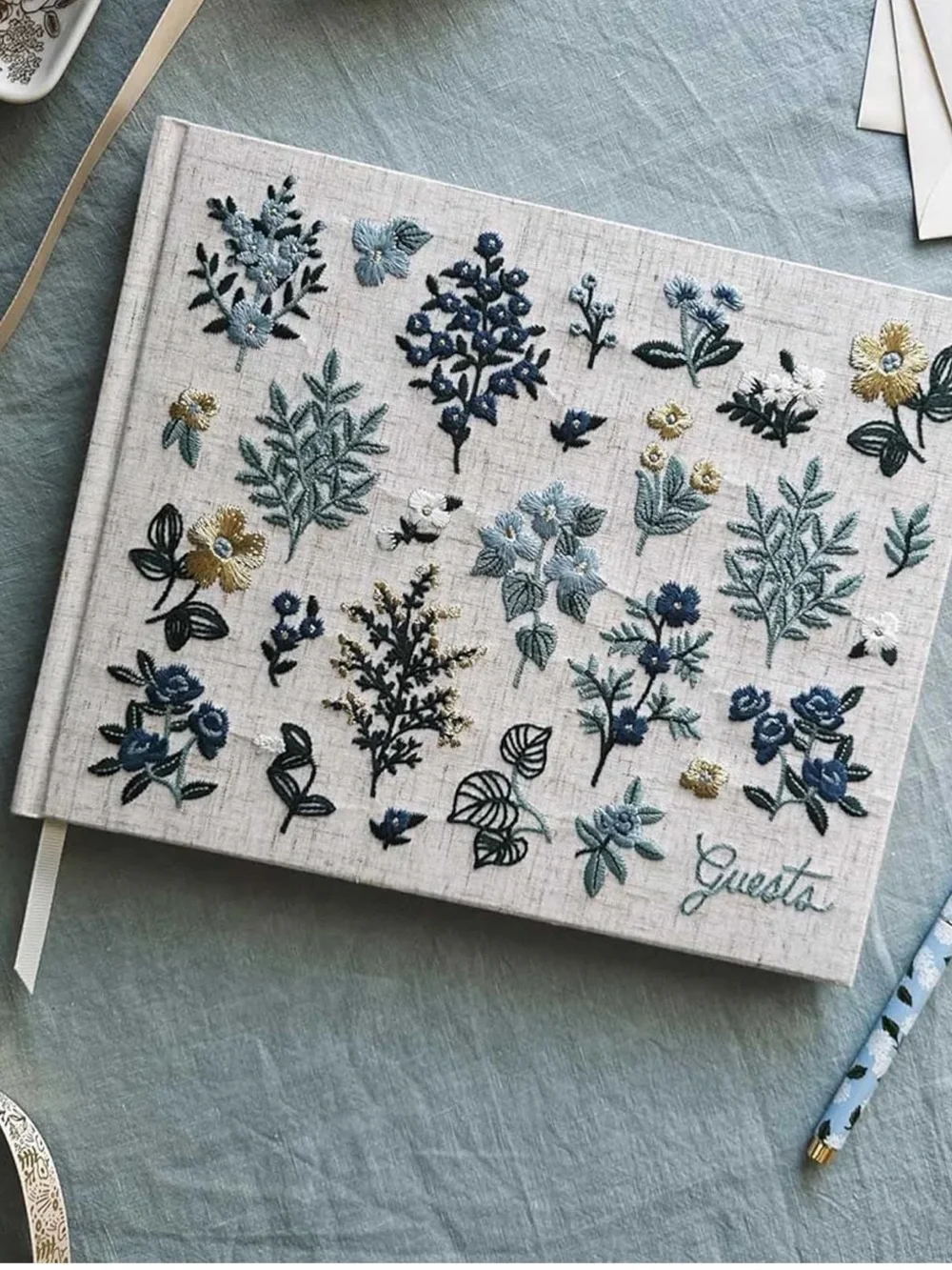 Rifle Paper Co. Embroidered Floral Wedding Guest Book Brand New in plastic still
